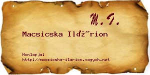 Macsicska Ilárion névjegykártya